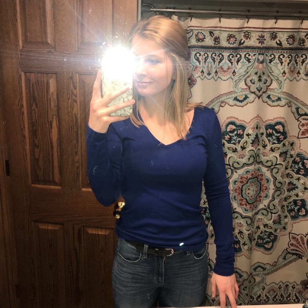 Royal blue long sleeve V-neck